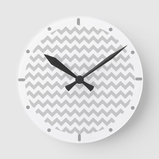 Ronde Chevrons Gris Sur Horloge Mur Blanc (Recto)