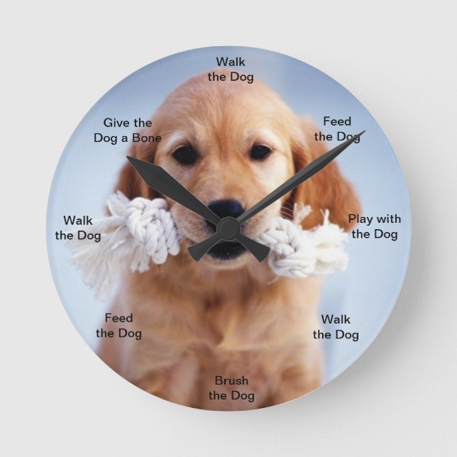Ronde Chien Heure Mur Horloge Chien Chien Chien (Recto)