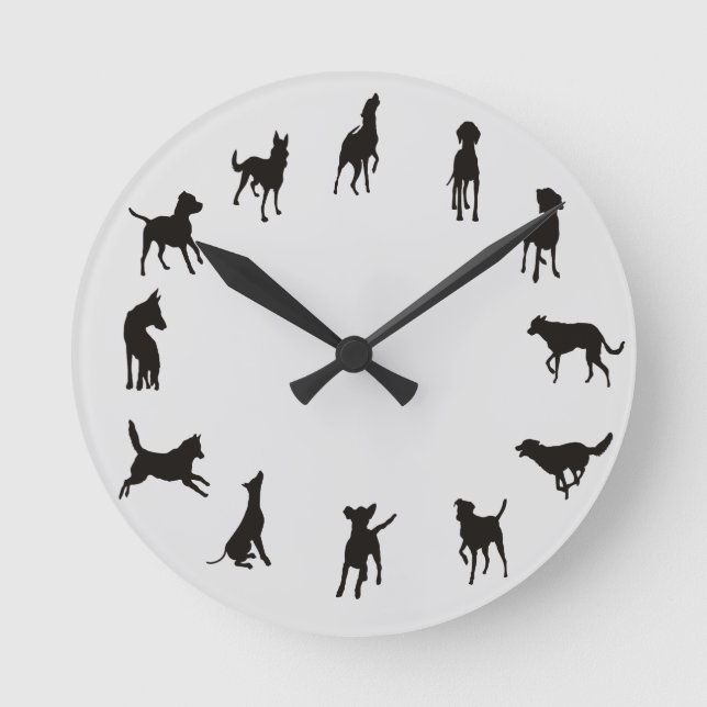 Ronde Chien O'Clock Chien Horloge Mur Horloge (Recto)