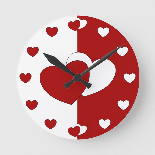 Ronde Coeurs D'Amour Autour De L'Horloge - Horloge Rouge (Recto)