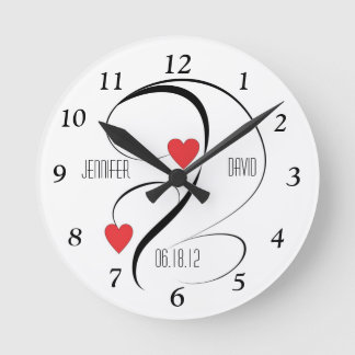 Ronde Coeurs et tourbillons modernes Mariage Horloge per