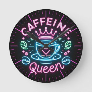 Ronde ☕ Coffeecore Horloge Café Mème Caféine Reine