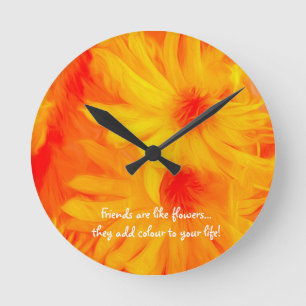RONDE CONCEPTION ABSTRAITE DE FLEURS JAUNES ROND HORLOGE