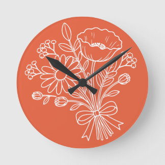 Ronde Conception de la Horloge Fleurie Florale