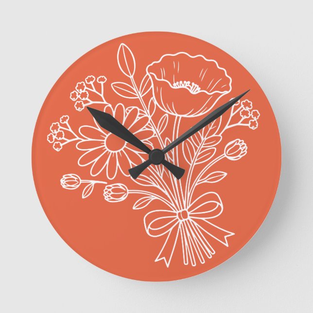 Ronde Conception de la Horloge Fleurie Florale (Recto)