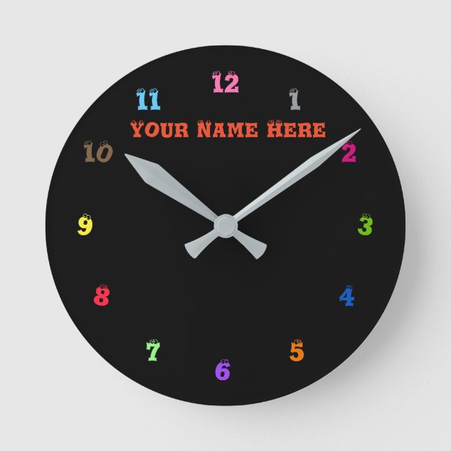 Ronde Concevez votre propre horloge de texte et de coule (Recto)