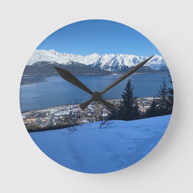 Ronde Côté Vue Mur Hiver Horloge (Recto)