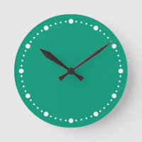 Couleur tendance - Jade Green & White Dots Horloge