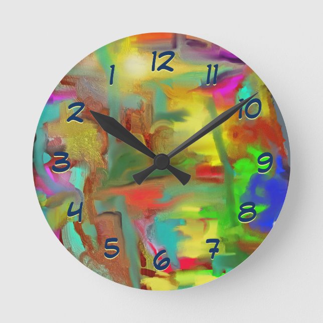 Ronde Couleurs de fusion Vive Horloge Abstraite (Recto)