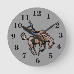 Ronde cowboy rodéo et horloge à cheval