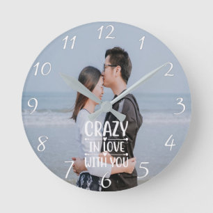 Ronde Crazy En Amour Avec Vous Acrylique Horloge Mur