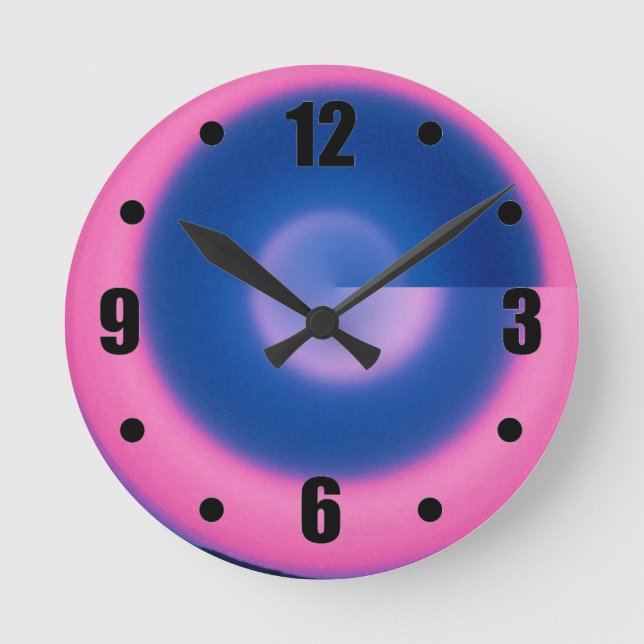 Ronde Crazy Neon rose et bleu rond mur horloge (Recto)