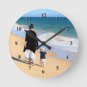 Ronde Créez Votre Propre Cadeau de Horloge Photo Personn