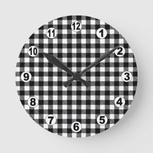 Ronde Créez votre propre horloge À damiers murale, perso