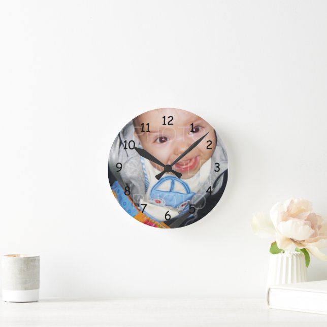 Ronde Customisez-le avec votre photo horloge visage (Maison)