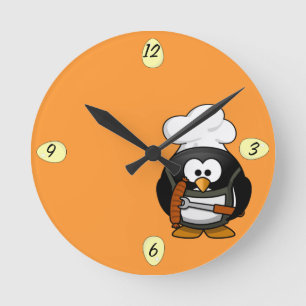 Ronde Cute lil Chef Penguin - Horloge