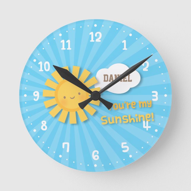 Ronde Cute You Are my Sunshine Kids Chambre Horloge (Recto)
