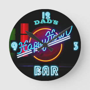 Ronde DAD'S BAR, MANCAVE, DEN - Neon Horloge Personnalis