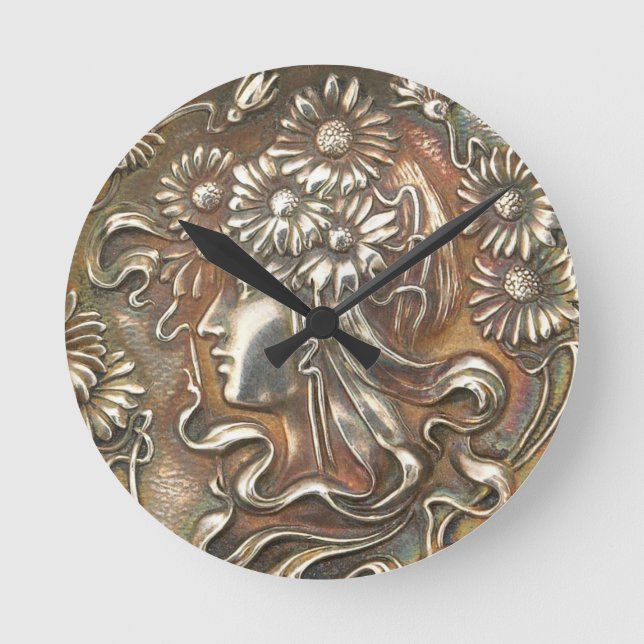 Ronde D'art première Repousse Acryllic horloge argentée (Recto)