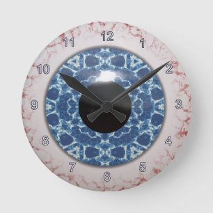 Ronde Déplaisant Blue Eyeball Halloween Horloge Amusante