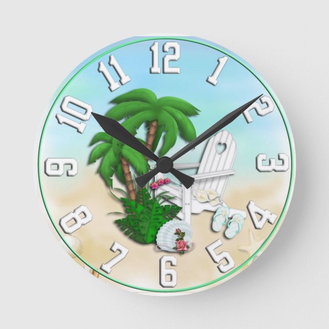Ronde Design de plage d'été Mur Horloge (Recto)