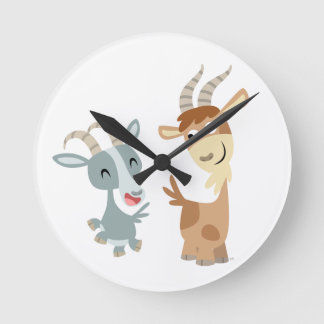 Ronde Deux mignonnes Happy Cartoon Chèvres Horloge mural