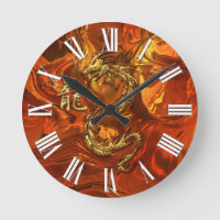 Dragon asiatique & or Kanji Molten Métal Horloge m