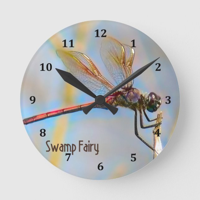 Ronde Dragonfly Design avec Gold Look Wings Horloge (Recto)