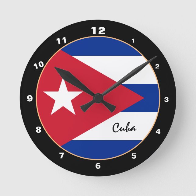 Ronde Drapeau cubain & Cuba tendance maison / horloge de (Recto)