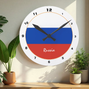 Ronde Drapeau russe, horloge de maison tendance Russie