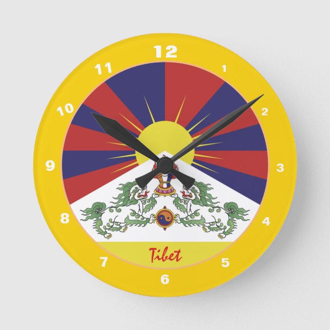 Ronde Drapeau Tibétain, Tibet tendance Accueil / horloge (Recto)