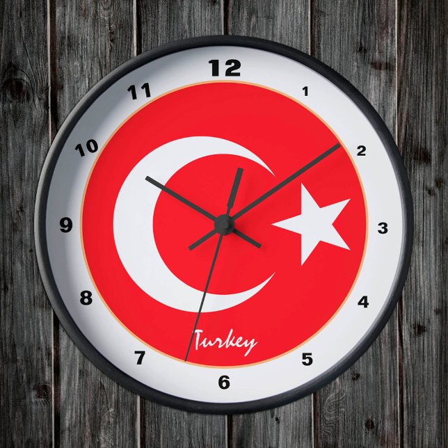 Ronde Drapeau turc, Turquie tendance Accueil / horloge d (Créateur téléchargé)