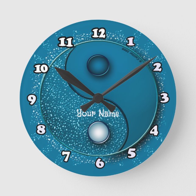 Ronde Eau bleue Yin Yang Horloge (Recto)