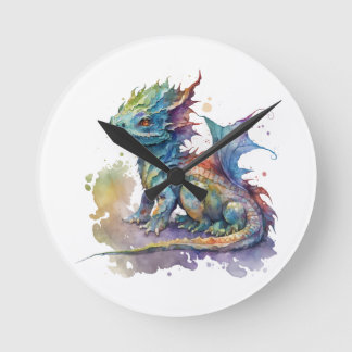 Ronde Eau couleur bébé dragon horloge imaginaire