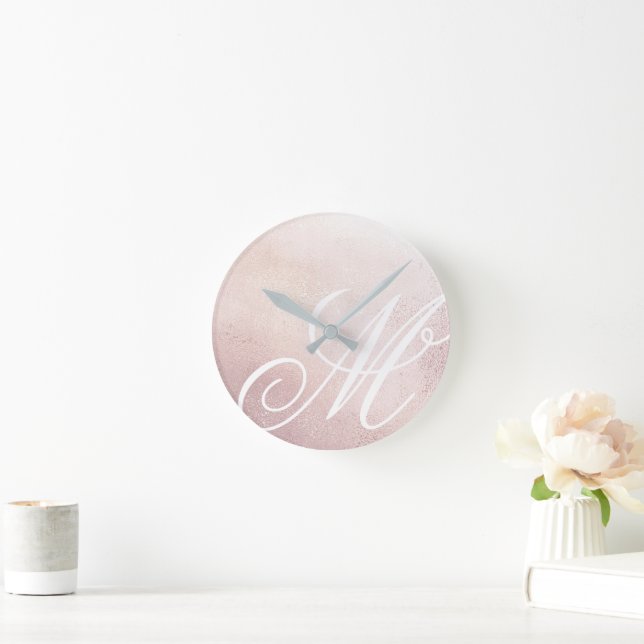 Ronde Élégance or rose ⎢ Monogramme Acrylique Horloge mu (Maison)