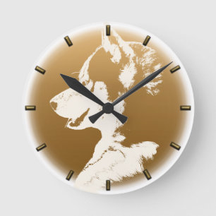 Ronde Époux Époux Horloge Cadeaux Décor Straîne Chien Mu