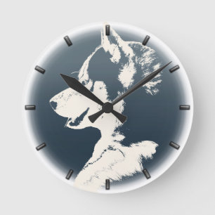 Ronde Époux Époux Horloge Cadeaux Décor Straîne Chien Mu