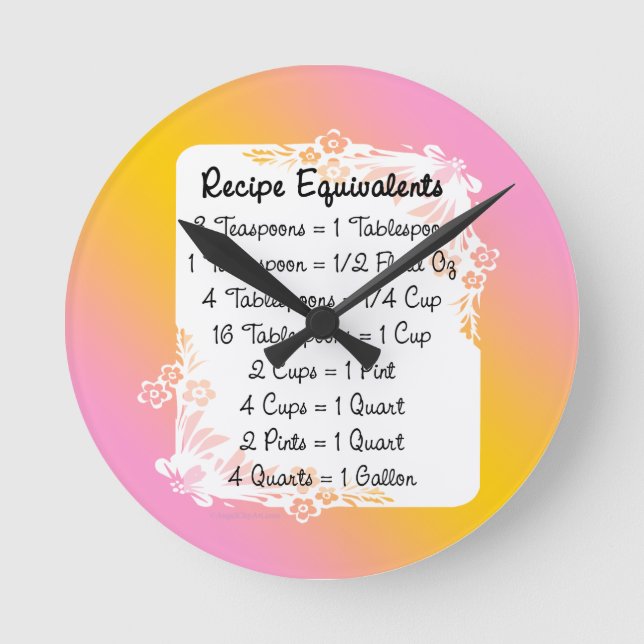 Ronde Équivalents de mesure Horloge d'aide de cuisine (Recto)