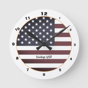 Ronde États-Unis Flag & États-Unis horloge /vintage