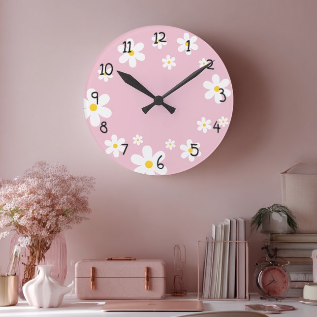 Ronde Filles Floral Daisy Horloge rose (Créateur téléchargé)