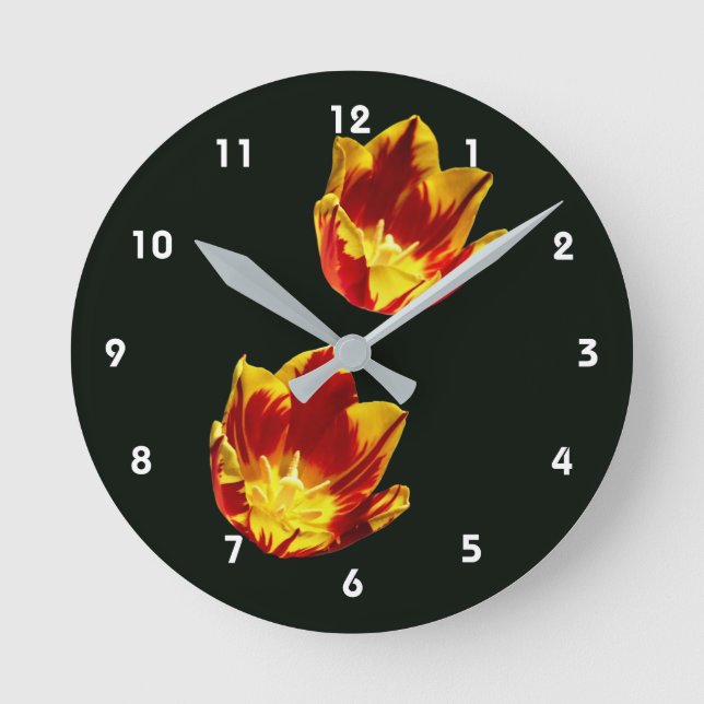 Ronde Fleurs de tulipe feu rond horloge (Recto)