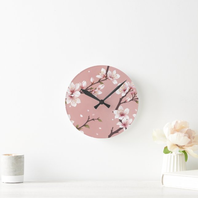 Ronde Fleurs élégantes Horloge (Maison)