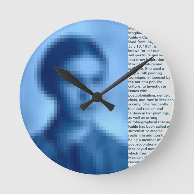 RONDE FRIDA KAHLO PIXELED BIOGRAPHIE HORLOGE BLEU (Recto)