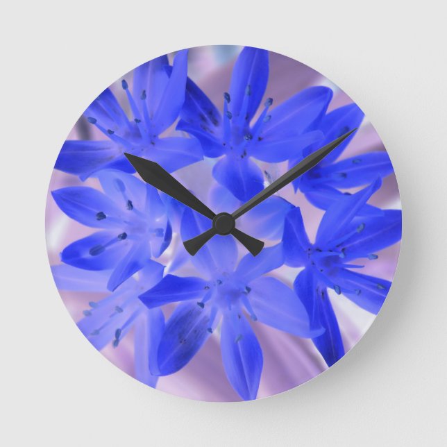 Ronde Gloire de la neige Choquant Mur Bleu Horloge (Recto)