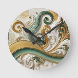 Ronde Golden Harmony Swirl - Élégante horloge Abstraite
