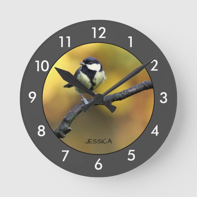 Ronde Grande horloge personnalisée pour oiseaux (Recto)