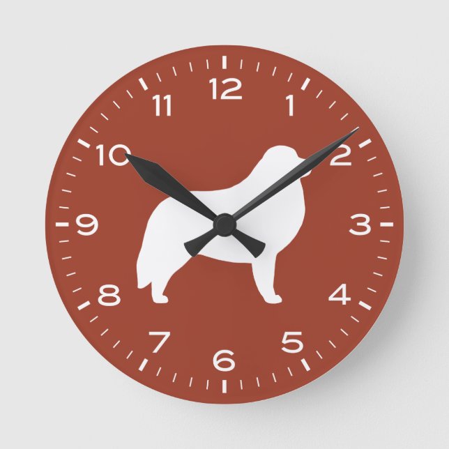Ronde Grande Pyrénées race de chien Silhouette Horloge r (Recto)