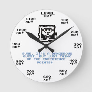 Ronde "Haut de niveau ! "rétro horloge du jeu RPG
