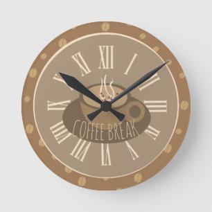 Ronde Heure de pause café Horloge et haricots