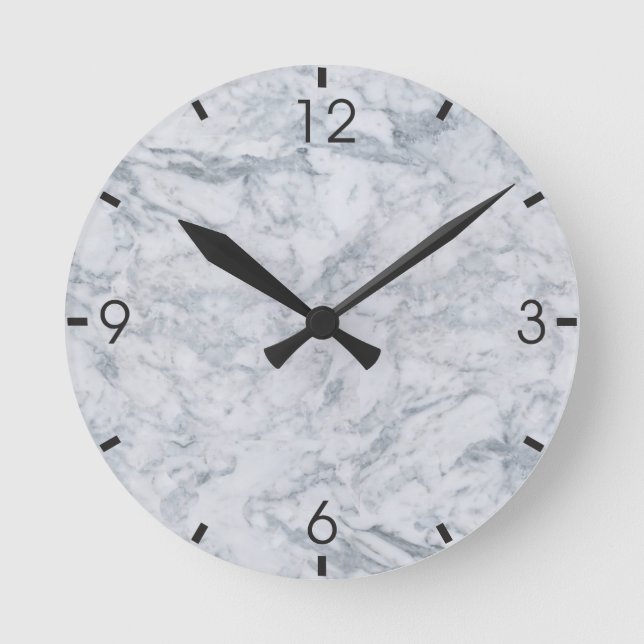 Ronde Horloge à texture de marbre blanc (Recto)